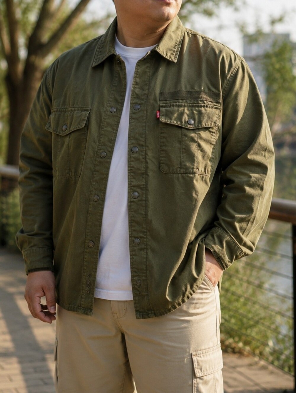 NWT Levi's Olive Green Military Field Jacket Plus Size 100% Cotton Utility
